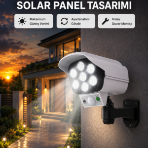 PVC+PC Malzemeli, 2'si 1 Arada Güvenlik Lambası – Ayarlanabilir Başlık ve Panel Açısı