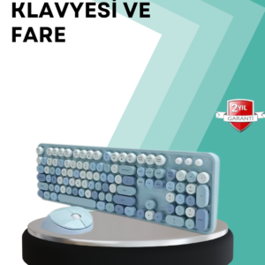 Kablosuz Klavye ve Mouse Seti – Sessiz Tuş, Retro Tasarım