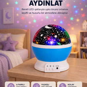 Renkli LED Gece Lambası 6 Işık Modlu Çocuk Odası Atmosfer Aydınlatma