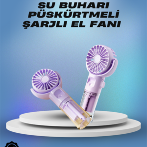 Su Sisi Püskürtmeli Taşınabilir El Fanı – Çocuk ve Öğrencilere Uygun, Kamp ve Seyahat İçin