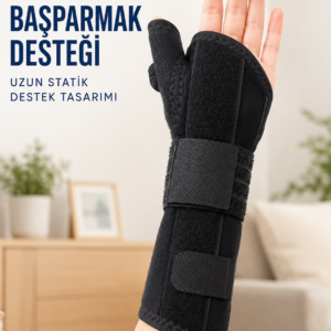 Başparmak ve El Bilek Destek Ateli Metal Destekli Ayarlanabilir Cırtlı Bileklik
