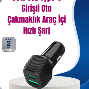 Power Delivery Destekli 38W Araç Tipi Hızlı Şarj Cihazı