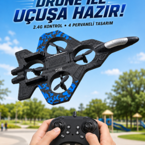 Jet Tasarımlı Uzaktan Kumandalı Drone 4 Pervaneli 2.4G 360 Derece Takla LED Işıklı Uçak