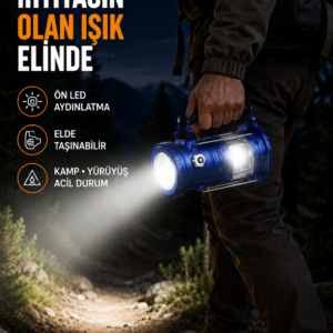USB Şarjlı Çok Fonksiyonlu Kamp Feneri – Taşınabilir ve Dayanıklı