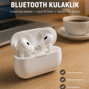 Bluetooth Kulaklık Kulak İçi Silikonlu Stereo Yüksek Ses Kaliteli Dokunmatik