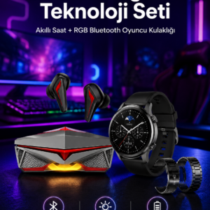 ANC Özellikli Bluetooth Kulaklık ve Amoled Ekran Akıllı Saat Uyku ve Sağlık Takibi Nabız Ölçer