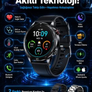 Çift Kordonlu Yüksek Çözünürlüklü Akıllı Saat Uyku İzleyici & Spor Modları
