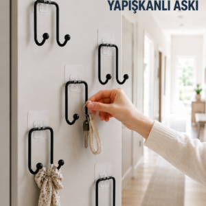 5 Adet Yapışkanlı Duvar Askısı Çok Amaçlı Pratik Askılık Seti