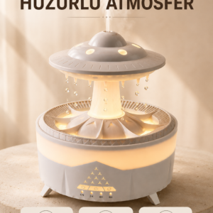 UFO Tasarımlı 350 ML Hava Nemlendirici Renkli Ortam Işığı Yağmur Efektli Difüzör