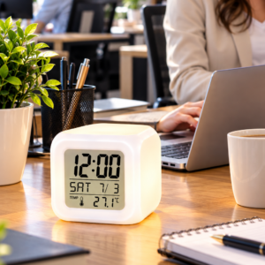 Modern Tasarımlı Küp Saat LED Aydınlatmalı Dijital Alarm Saati