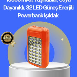 Suya Dayanıklı Güneş Paneli Destekli Powerbank ve Işıldak