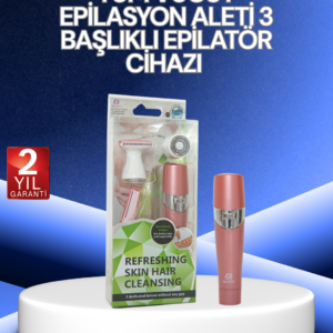 3 Başlıklı Yüz ve Vücut Tüy Temizleme Cihazı Pembe