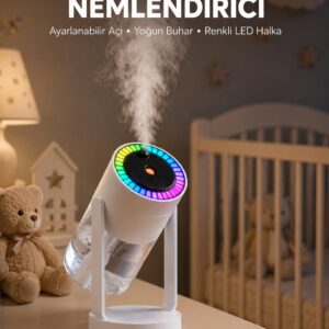 Ultrasonik Hava Nemlendirici Renkli Işık ve Manuel Püskürtme Ayarı Yeni Nesil