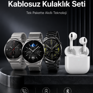Akıllı Saat ve Kulaklık Seti Dokunmatik Ekran 5.0 Bluetooth Bağlantılı Sesli Görüşme