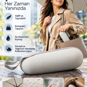 Kompakt Tasarımıyla Çantanızda Fazla Yer Kaplamayan Açık Gri Kapsül Şemsiye