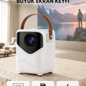 Taşınabilir Akıllı 1080P Projektör – 64GB Hafıza, 2GB RAM, Full HD Görüntü, Kumandalı Yeni Nesil