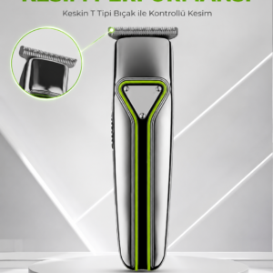 Şarjlı Saç Sakal Tıraş Makinesi T Başlıklı 1 2 3 mm Taraklı Kablolu ve Kablosuz Kullanım