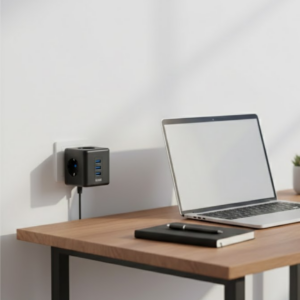 Akım Korumalı Küp Priz 3 Priz Girişi ve 3 USB Şarj Özellikli