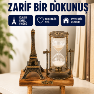 Dekoratif Kum Saati – Ahşap Malzeme, Hediyelik Masa Aksesuarı