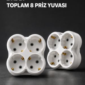 Duvar Tipi 4 Çıkışlı Priz Çoğaltıcı Kablosuz Kompakt Tasarım 2 Adet