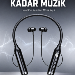 Dijital Göstergeli Boyun Tipi Bluetooth Kulaklık Mikrofonlu Çağrı ve Müzik Kontrollü Çift Cihaz Bağlantılı Kulaklık