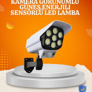 Solar Şarjlı Hareket Sensörlü LED Dış Mekan Lambası Kamera Tasarımlı Güvenlik Işığı