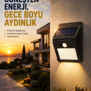 144 LED'li Geniş Aydınlatma Alanına Sahip Güneş Enerjili Güvenlik Lambası