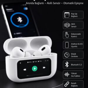 Dokunmatik Ekranlı ANC/ENC Yeni Nesil Pro Bluetooth Kulaklık Dokunmatik Ekran Yeni Nesil