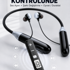 Kablosuz Bluetooth Boyun Kulaklığı Mikrofonlu Müzik Dinleme Çağrı Cevaplama Ses Kontrollü Kulak İçi Kulaklık