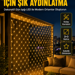 İç ve Dış Mekân Kullanımına Uygun 3x3 Metre LED Işık Ağı