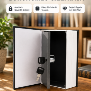 Sözlük Görünümlü Gizli Kitap Kasa – Anahtarlı Metal İç Kasa, Kompakt Boyut, Şık ve Güvenli Tasarım