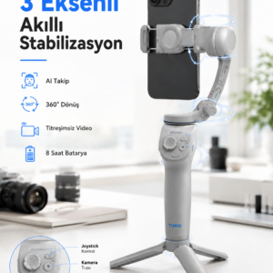 Profesyonel Telefon Gimbal Stabilizer 3 Eksen Sabitleme Çoklu Çekim Modları Uzun Pil Ömürlü Taşınabilir Tasarım