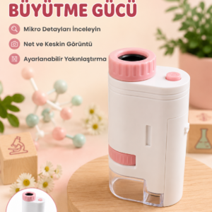 Eğitici Taşınabilir Mikroskop Ayarlanabilir Focus, LED Işık ve 80X-200X Yakınlaştırma