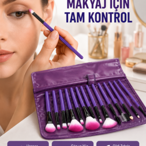 Fondöten, Allık ve Far Uygulamalarına Uygun 12 Parça Makyaj Fırça Takımı Ergonomik Saplı