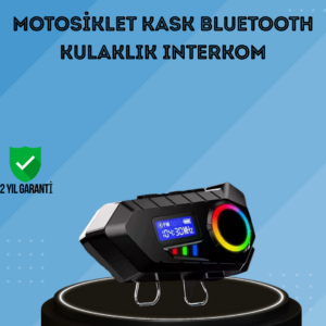 500mAh Bataryalı Bluetooth 5.4 İnterkom LED Ekranlı FM Destekli