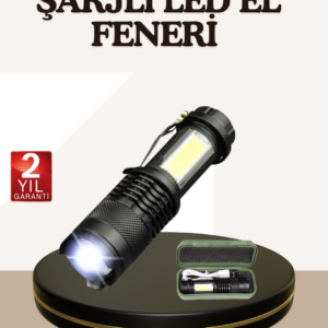 Küçük Boy Şarjlı LED El Feneri Taşınabilir Klipsli