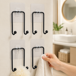 4'lü Yapışkanlı Askı Seti Mutfak Banyo ve Ev İçin Duvar Askısı