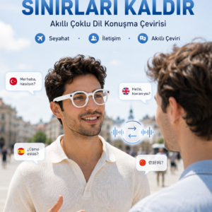 Beyaz Kameralı Akıllı Gözlük Yapay Zeka Görüntü Tanıma Bluetooth Müzik Telefon Görüşme Dokunmatik Kontrollü