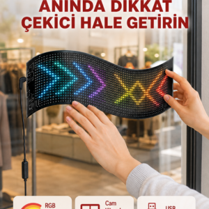 USB Girişli RGB LED Tabela Ayarlanabilir Parlaklık ve Kayan Yazı Özellikli