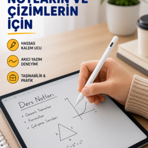 Yüksek Hassasiyetli Eğim Sensörlü Dijital Kalem – USB-C Hızlı Şarjlı Yeni Nesil