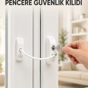 Pencere Güvenlik Kilidi Kablolu Çocuk Emniyet Kilidi Anahtarlı Beyaz Pencere Kilidi