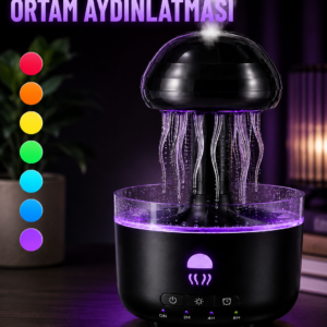 Dekoratif Denizanası Efektli Hava Nemlendirici RGB Gece Lambalı Ultrasonik Buhar Cihazı