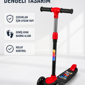 Çocuk Skuteri 3 Tekerlekli Geniş Basma Alanlı Ayarlanabilir Boy Scooter