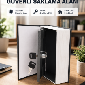 Anahtarlı Gizli Kitap Kasa – Metal İç Yapı, Kamuflajlı Sözlük Tasarım