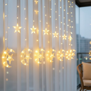 Hilal Yıldız LED Perde Işık Balkon Pencere ve Oda Dekorasyonu