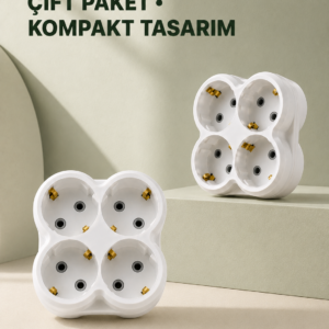 4’lü Priz Çoğaltıcı 2 Adet Set Kablosuz Duvar Tipi Priz Çoklayıcı Adaptör