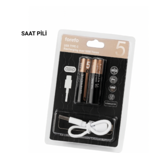 USB Type-C ile Hızlı Şarj Edilebilen AA Lityum Pil