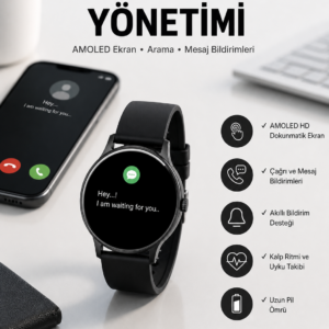 Akıllı Saat Çok Fonksiyonlu Sesli Görüşme NFC Uyumlu Amoled Ekran Yeni Nesil