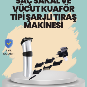 Profesyonel Erkek Tıraş Makinesi – Kablosuz, Paslanmaz Bıçaklı ve Tam Aksesuar