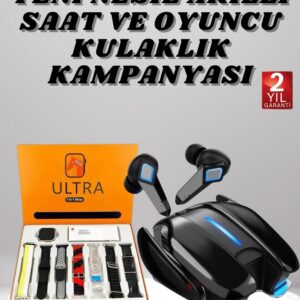 Oyuncu Kulaklığı ve 7 Kordonlu Akıllı Saat Dokunmatik Ekran Sesli Görüşme ANC Özelliği